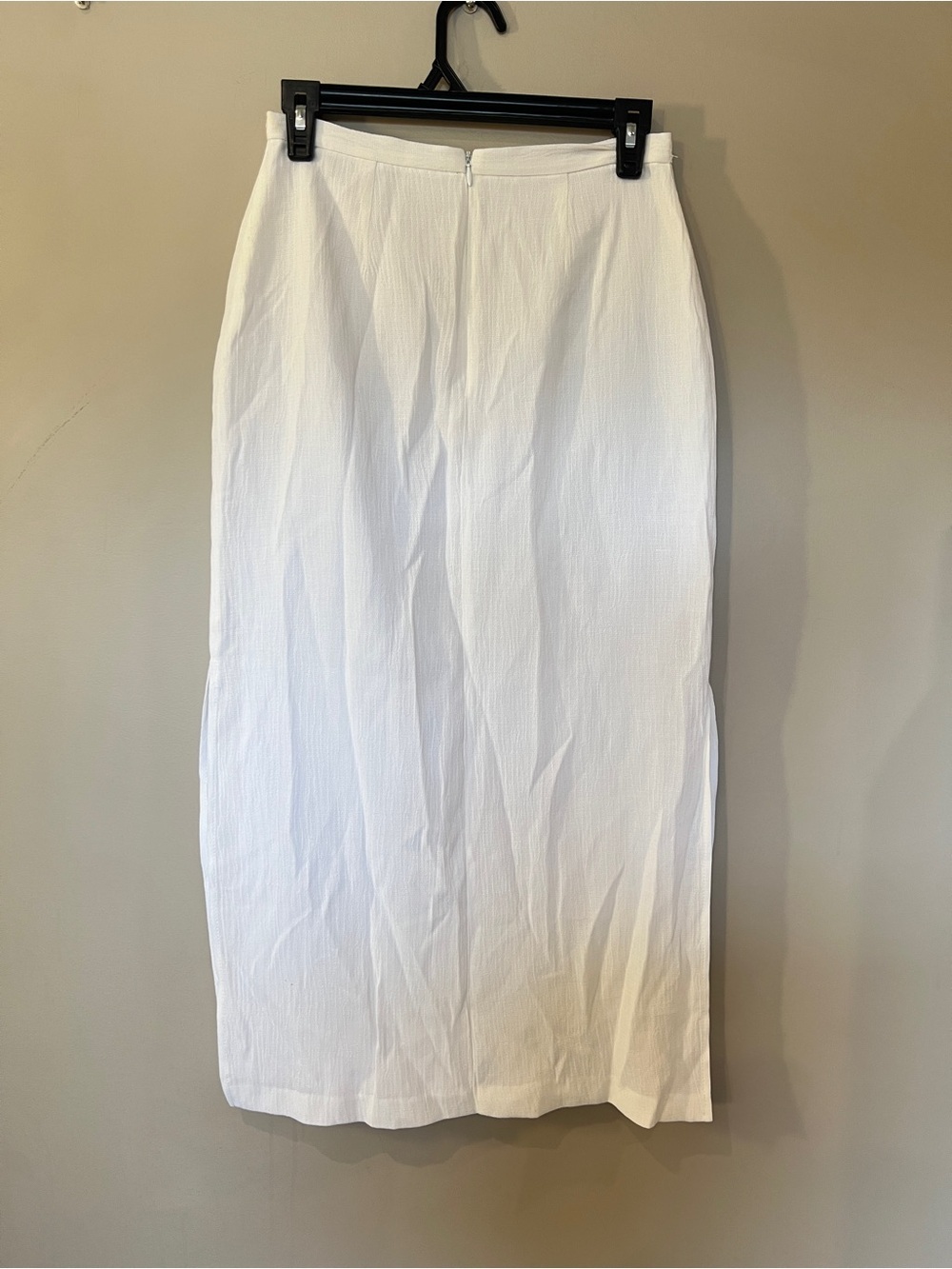 White Drawstring Maxi Skirt with Side Slit - Picture 4 of 7